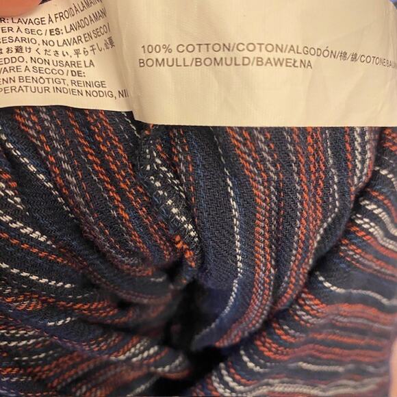 Moon River Womens XS Wide Leg Navy Blue Striped Cotton Backless Jumpsuit Romper - Picture 11 of 11